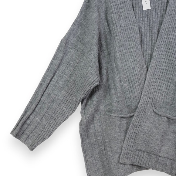 TOPSHOP Womens Knit Cardigan XL Gray Ribbed  US 14 Slouchy Cozy Minimal NWT - Picture 6 of 11